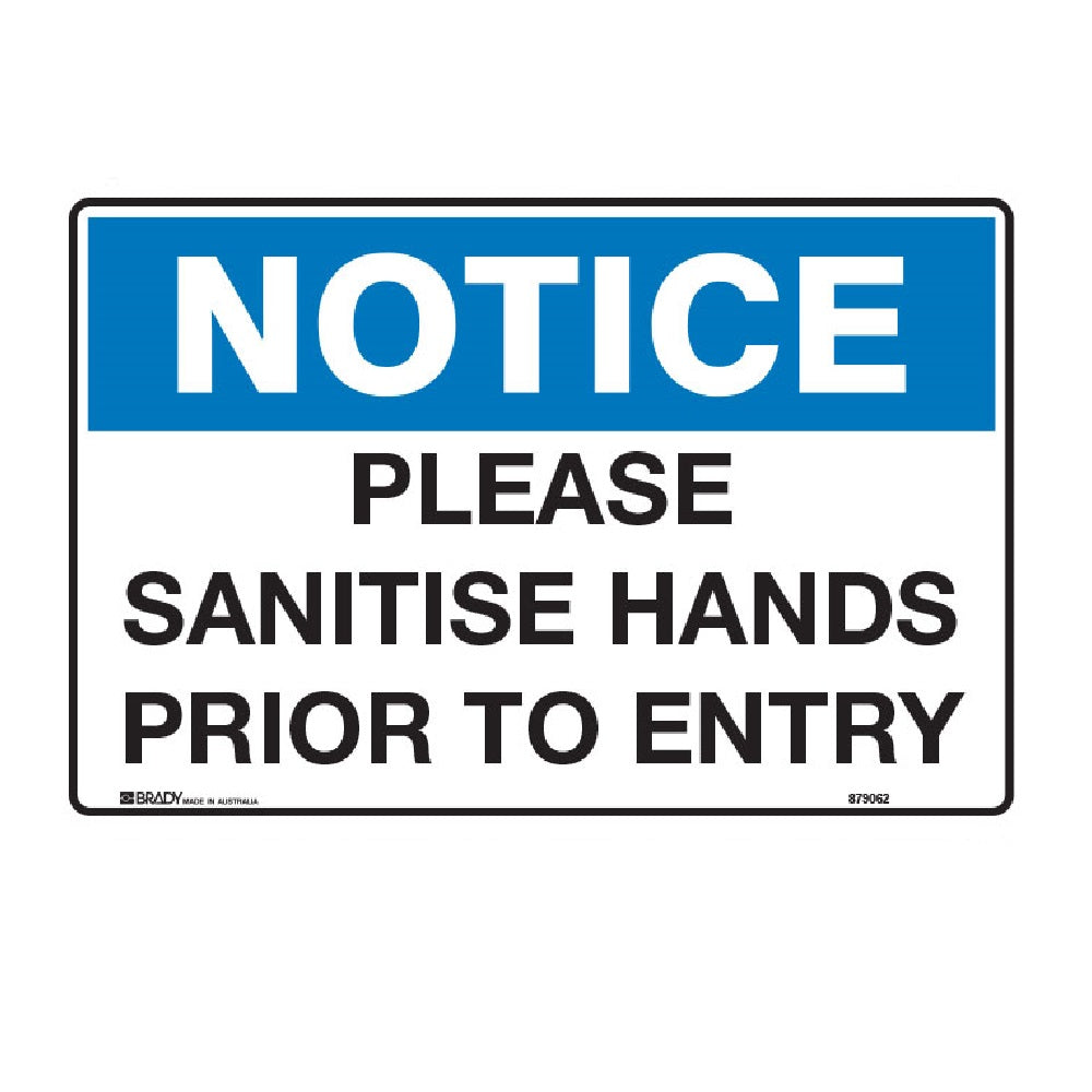 Please sanitise hands prior to entry 250x180mm self-adhesive vinyl