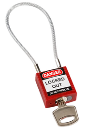 Red compact cable padlock