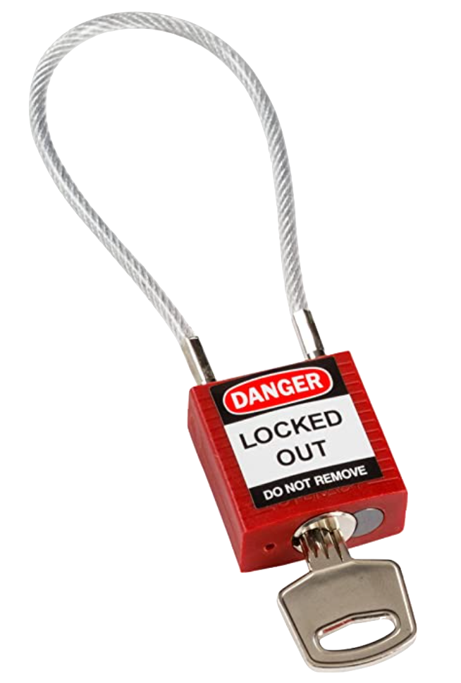 Red compact cable padlock