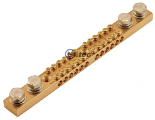 165-amp neutral/earth bar 12-pole - 4 x M8 studs
