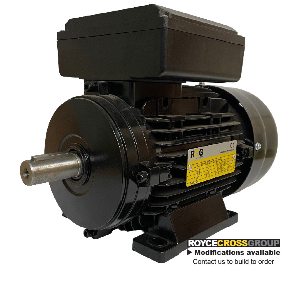 RCG Alloy MY80 0.72kW 4P TEFC B3 Foot Mount 1 Phase 240v PSC IP55 Cap Run Electric Motor 19mm shaft - MY802-4 (B3)