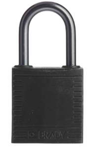 Black compact locked out padlock