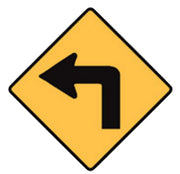 Left turn road sign - 600x600mm