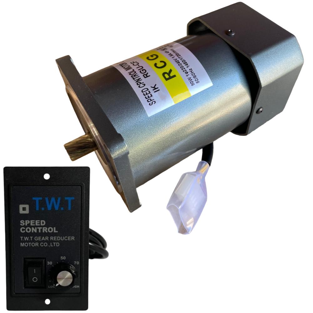 RCG compact variable-speed motor kit: 60W, 220-240V, 1-phase, 4-pole with fan, 240V controller & 2m lead, 90mm square, 4x 6mm mount, 104mm PCD, #5IK60RGU-CF-KIT (requires gear head)