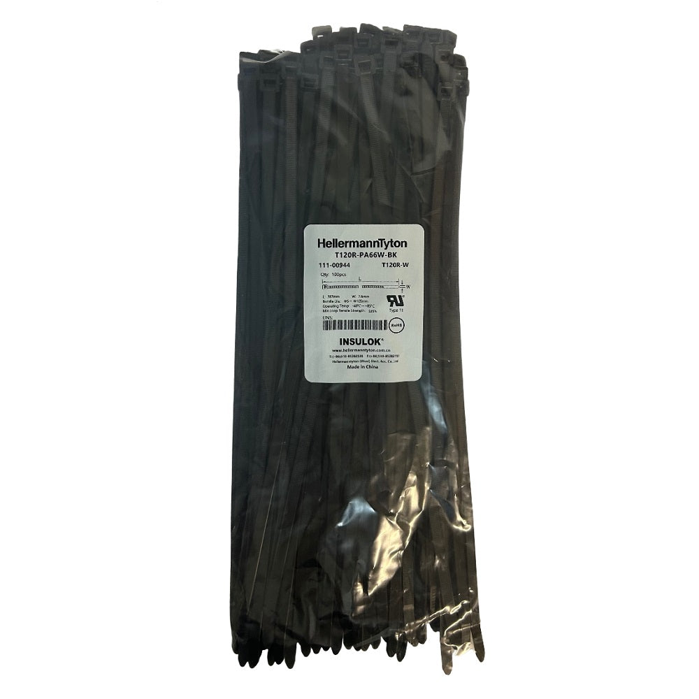 Cable tie (UV stabilised) - 388mm x 7.6mm - black (100 pack)