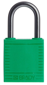 Green compact locked out padlock