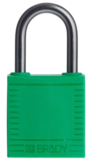 Green compact locked out padlock