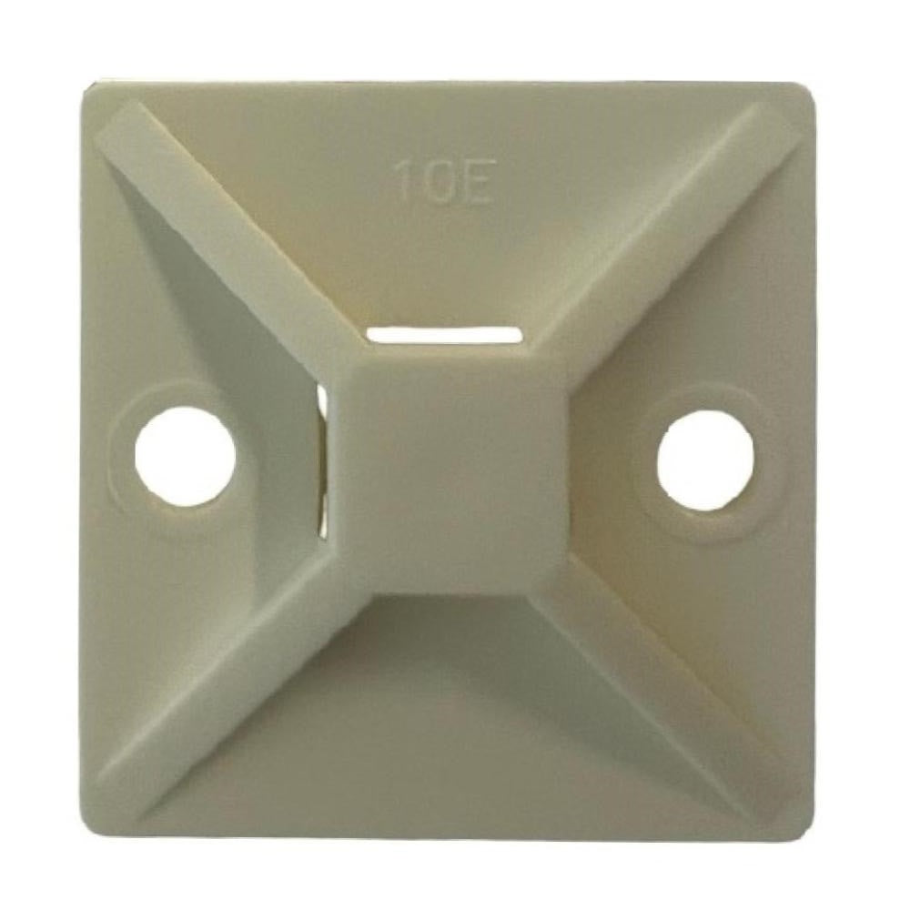 Self-Adhesive Cable Tie Base, 28mm, White - 100 Pack