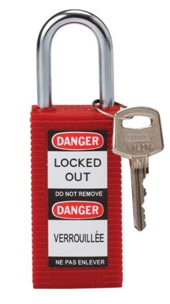Red long body safety padlock