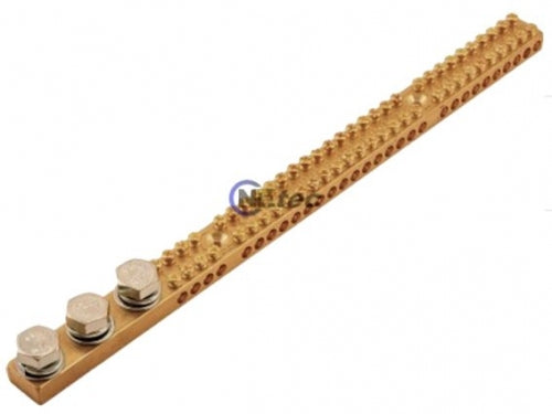 165-amp 30-hole earthing bar - 3xM10 studs