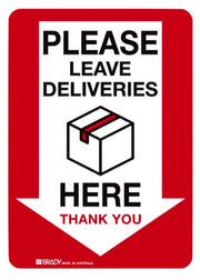 Please Leave Deliveries Here self-adhesive vinyl sign 180x250mm
