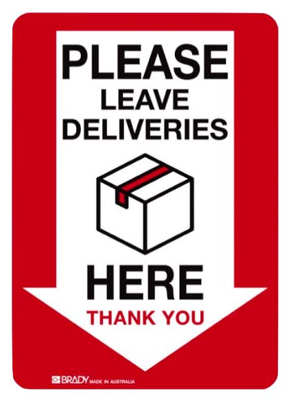 Please Leave Deliveries Here self-adhesive vinyl sign 180x250mm