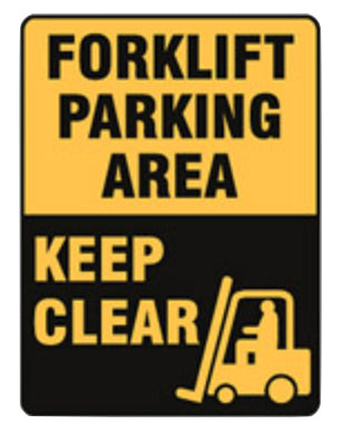 Forklift parking area keep clear metal sign 450x600mm