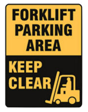Forklift parking area keep clear metal sign 450x600mm