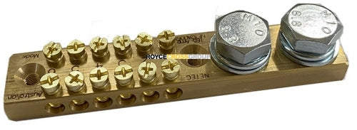 Earth/Neutral Bar - 165A, 6-way 16mm²,  2 x M10 Studs