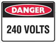 Danger 240 volts danger self-adhesive vinyl sign 250x180mm