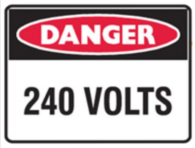 Danger 240 volts danger self-adhesive vinyl sign 250x180mm