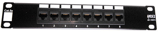 10" 8 Port Cat5E Patch Panel 1RU