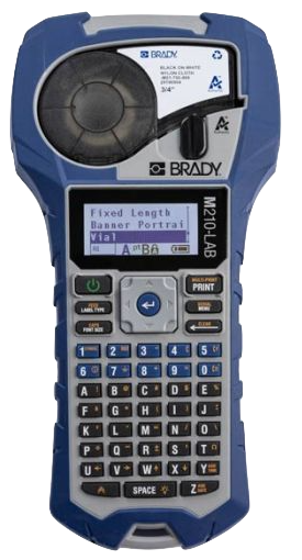 M210-LAB label printer with M21-750-4425 label cartridge and quick start guide