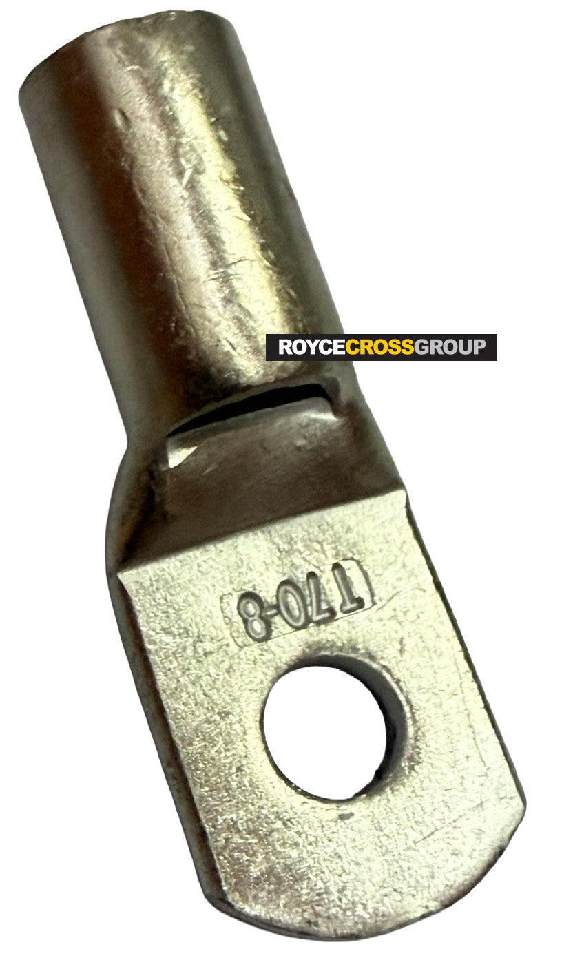 Copper crimp lug, 70mm cable, 8mm stud - sold individually, order 35 for box