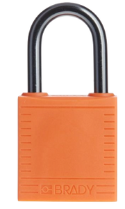 Orange compact locked out padlock