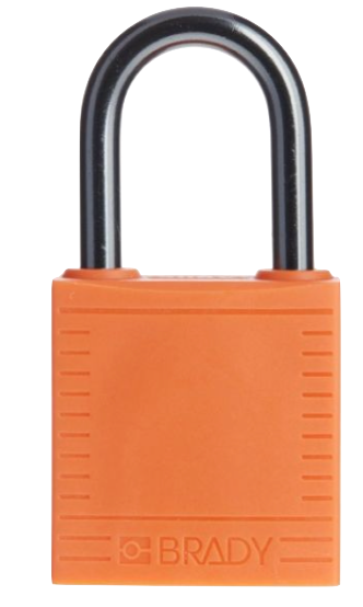 Orange compact locked out padlock