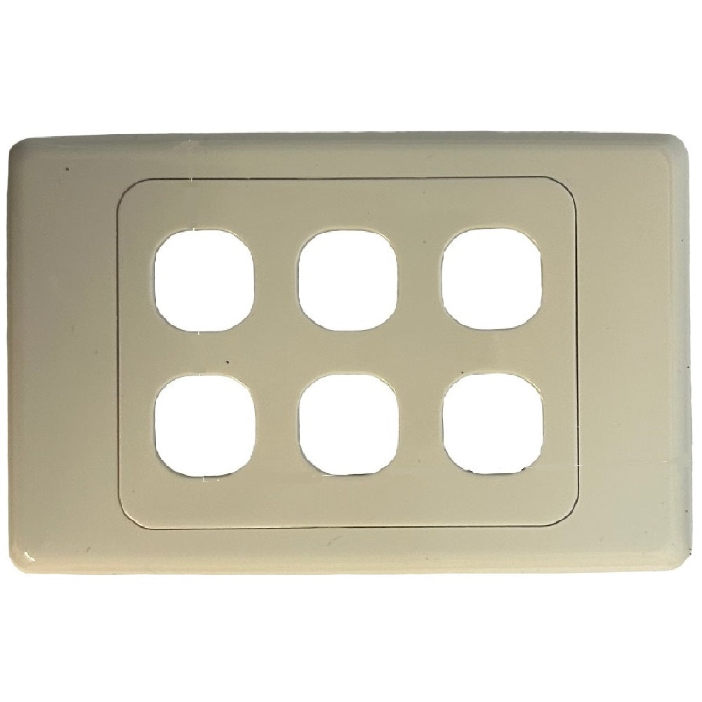 6 Gang Wall Face Plate - White