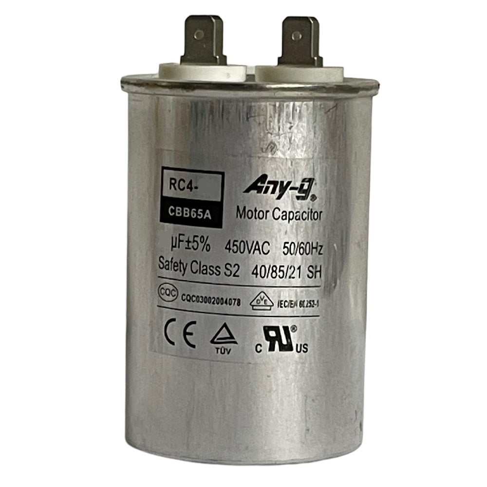 Metal Run Capacitor 2uf 450V With Terminals, 40mm Dia x 60mm Long