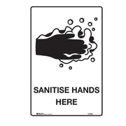 Sanitise hands here 450x300mm poly sign