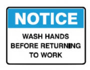 Wash hands before returning to work 180x250mm self-adhesive