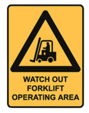 Watch out forklift operating area metal sign 450x600mm
