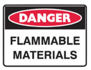 Danger flammable materials metal sign 225x300mm