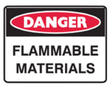 Danger flammable materials metal sign 225x300mm