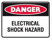 Danger Electrical Shock - Hazard Stick-On Labels - H95mm x W125mm - 5 Pack