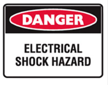 Danger Electrical Shock - Hazard Stick-On Labels - H95mm x W125mm - 5 Pack