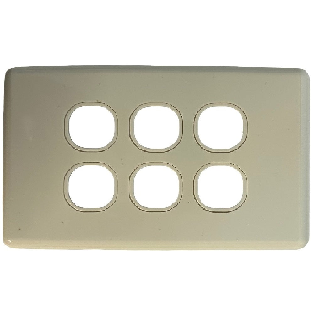 6 Gang Classic Wall Face Plate - White