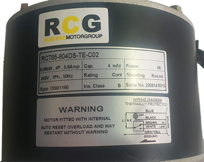 RCG RCT85 80W 1350/1160RPM 2 Speed Double Shaft Blower Motor