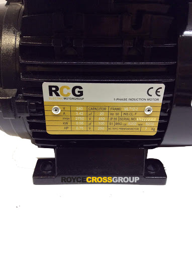 RCG Alloy ML71 0.55kW 2P TEFC B3 Foot Mount 1 Phase 240V IP55 CSCR Electric Motor 14mm Shaft - ML712-2 (B3)