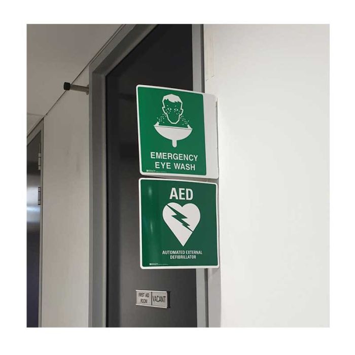 AED defibrillator double-sided poly sign W225mm x H225mm