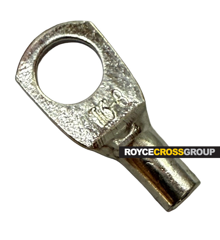 Copper crimp lug, 6mm cable, 8mm stud - sold per 1, order 100 for box