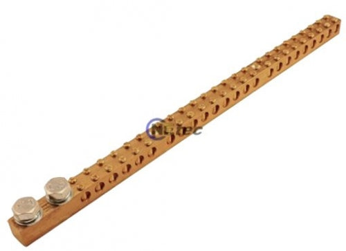 250-amp 24-way neutral/earth bar 35mm tunnels 2xM10 studs
