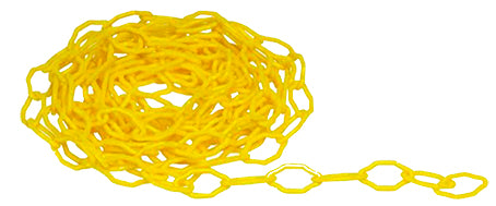 Yellow traffic cone warning lock-in chain