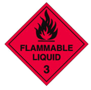 Flammable Liquid Class 3 Labels W100 x - H100mm - 25 Pack