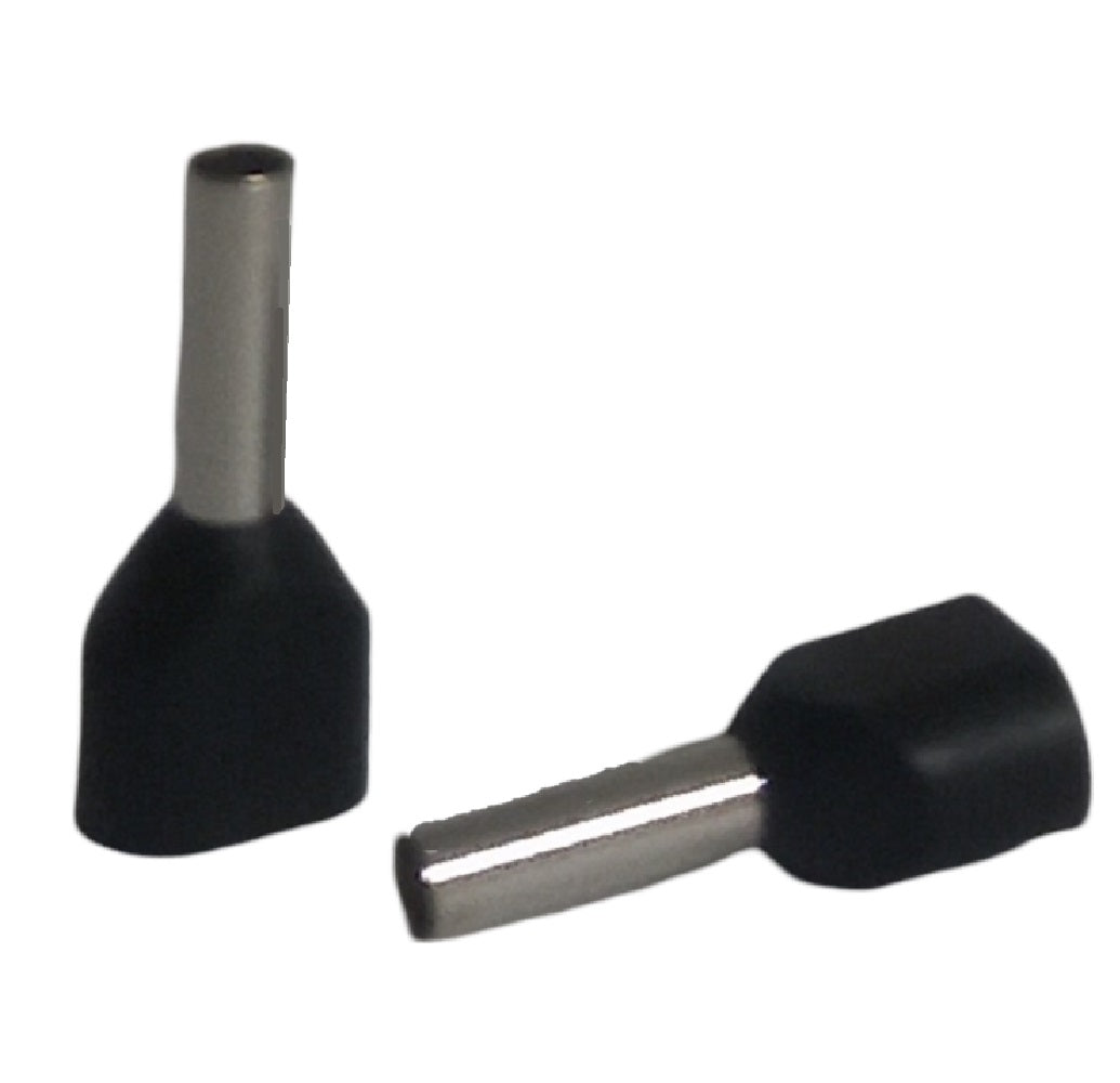 Dual cord end 1.5mm x 8mm black - 100 pack