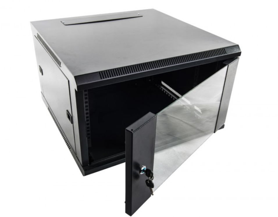 10" 9RU 200mm Deep Wall Cabinet Flat Pack Black