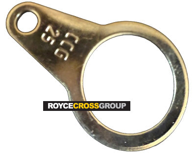 Slip-on earth tag, M25, nickel-plated brass