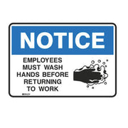 Employees must wash hands Toughwash sign 254x356mm
