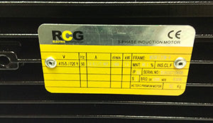 RCG Alloy MSHE132M 7.5kW 4P TEFC F B3 Foot Mount 415/3/50 IP55 Electric Motor 38mm Shaft - MSHE