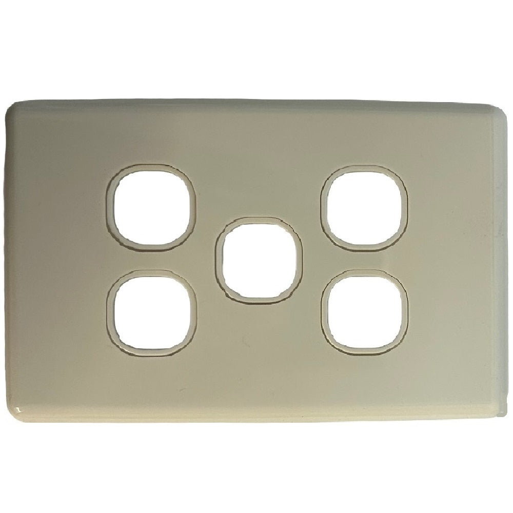 5 Gang Classic Wall Face Plate - White