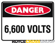 Danger Sign - 6600volts - Metal - H300mm x W450mm